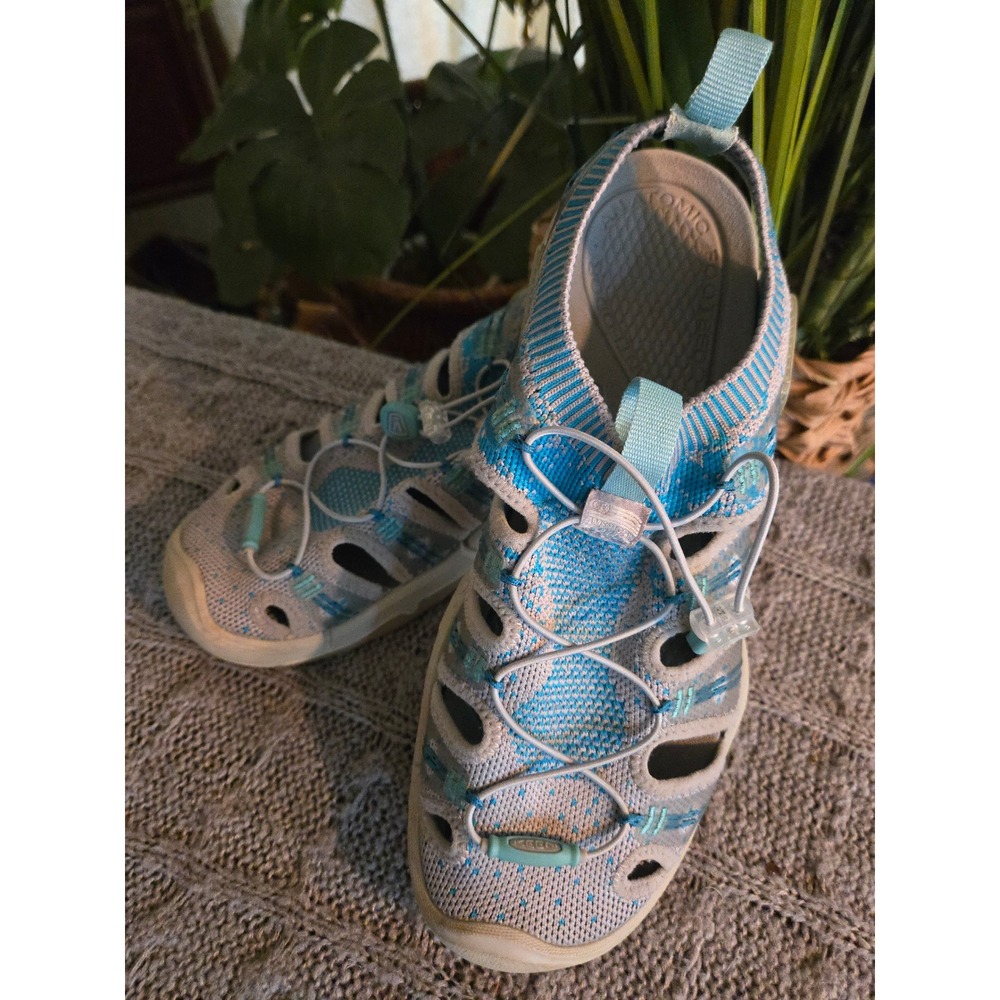 KEEN EVOFIT One Blue Gray Knit Hiking Water Sandals Womens 10